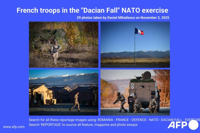 AFP presents a reportage of 29 pictures taken by photographer Daniel Mihailescu on November 2, 2025 of French troops engaged in the "Dacian Fall" military exercisein Cartisoara with the goal to test NATO's ability to deploy and sustain forces across Europe using multimodal transport from France to Romania. Search all these reportage images using: ROMANIA-FRANCE-DEFENCE-NATO-DACIAN FALL-EXERCISE - REPORTAGE
Search "REPORTAGE" to source all feature, magazine and photo essays. (Photo by Daniel MIHAILESCU / AFP)
