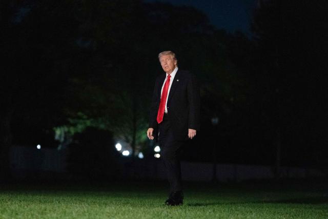 US President Donald Trump walks on the South Lawn upon arrival at the White House in Washington, DC, on November 2, 2025. Trump is returning to the White House from his Mar-a-Lago, Florida, residence where he spent the weekend. (Photo by Allison ROBBERT / AFP)