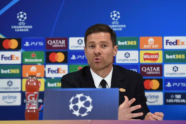 Real Madrid's Spanish coach Xabi Alonso attends a press conference at Anfield Stadium in Liverpool in north-west England, on November 3, 2025, on the eve of their UEFA Champions League league phase football match against Liverpool.  (Photo by PETER POWELL / AFP)
