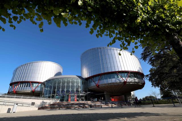 (FILES) This photograph taken on September 27, 2023, shows an outside view of the European Court of Human Rights (ECHR), in Strasbourg, eastern France. The ECHR will celebrate its 75th anniversary on November 4, 2025. (Photo by FREDERICK FLORIN / AFP)