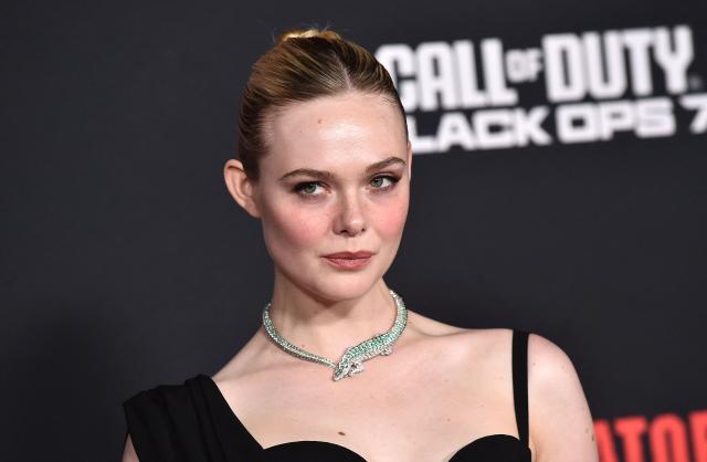 US actress Elle Fanning attends the world premiere of 20th Century Studio's "Predator: Badlands" at the TCL Chinese theatre in Los Angeles on November 3, 2025. (Photo by LISA O'CONNOR / AFP)