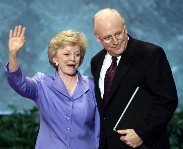 (FILES) Republican vice presidential nominee Dick Cheney smiles as his wife Lynne waves to delegates at the 2000 Republican National Convention at the First Union Center in Philadelphia on August 2, 2000. Dick Cheney, who became one of the most powerful vice presidents in US history as George W. Bush’s number two during 9/11 and catastrophic wars in Afghanistan and Iraq, died on November 3, 2025. He was 84. (Photo by Stephen JAFFE / AFP)