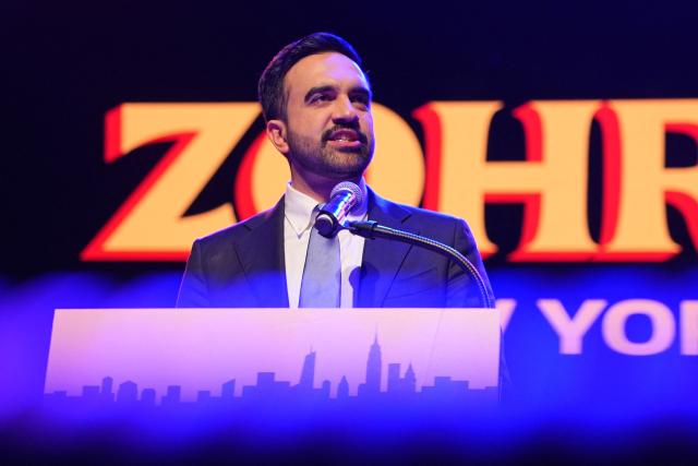 New York City Mayoral candidate Zohran Mamdani speaks during an election night event at the Brooklyn Paramount Theater in Brooklyn, New York on November 4, 2025. New Yorkers elected leftist Zohran Mamdani as their next mayor November 4, 2025 broadcasters projected, on a day of key local ballots across the country offering the first electoral judgement of Donald Trump's tumultuous second White House term. (Photo by Angelina Katsanis / AFP)