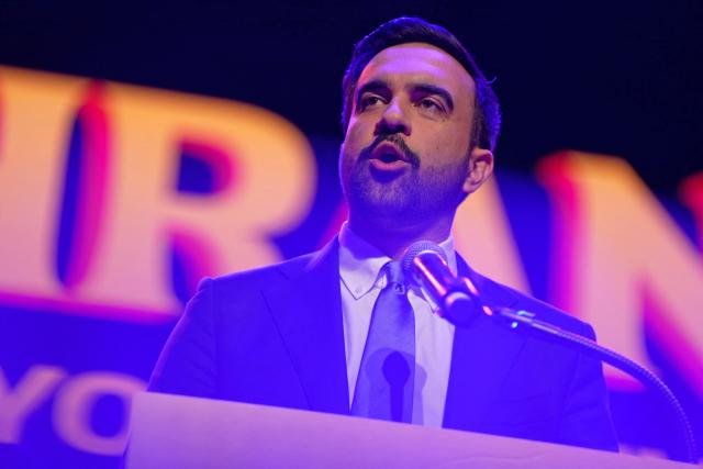 New York City Mayoral candidate Zohran Mamdani speaks during an election night event at the Brooklyn Paramount Theater in Brooklyn, New York on November 4, 2025. New Yorkers elected leftist Zohran Mamdani as their next mayor November 4, 2025 broadcasters projected, on a day of key local ballots across the country offering the first electoral judgement of Donald Trump's tumultuous second White House term. (Photo by Angelina Katsanis / AFP)