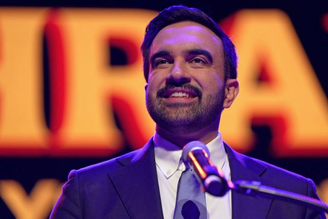New York City Mayoral candidate Zohran Mamdani speaks during an election night event at the Brooklyn Paramount Theater in Brooklyn, New York on November 4, 2025. New Yorkers elected leftist Zohran Mamdani as their next mayor November 4, 2025 broadcasters projected, on a day of key local ballots across the country offering the first electoral judgement of Donald Trump's tumultuous second White House term. (Photo by Angelina Katsanis / AFP)