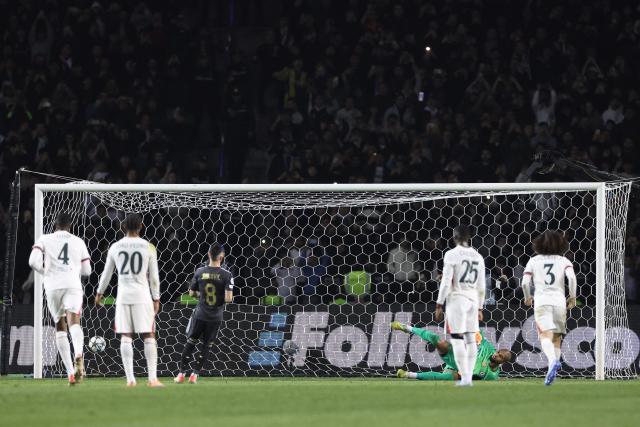 Qarabag's Montenegrin midfielder #08 Marko Jankovic shoots and scores the team's second goal from the penalty spot during the UEFA Champions League league phase football match between Qarabag and Chelsea at the Tofiq Bahramov Republican Stadium in Baku on November 5, 2025. (Photo by Giorgi ARJEVANIDZE / AFP)