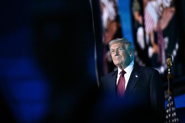 US President Donald Trump speaks at the American Business Forum at the Kaseya Center in Miami on November 5, 2025. (Photo by Brendan SMIALOWSKI / AFP)