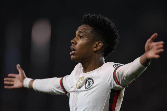Chelsea's Brazilian midfielder #41 Estevao reacts during the UEFA Champions League league phase football match between Qarabag and Chelsea at the Tofiq Bahramov Republican Stadium in Baku on November 5, 2025. (Photo by Giorgi ARJEVANIDZE / AFP)
