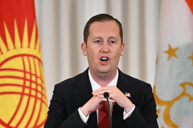 US Special Envoy for South and Central Asia Sergei Gor speaks during the C5+1 welcome reception at the State Department in Washington, DC, on November 5, 2025. (Photo by Mandel NGAN / AFP)