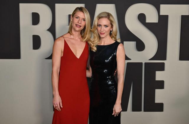US actresses Claire Danes (L) and Brittany Snow (R) attend the premiere of Netflix's "The Beast in Me" at The Plaza in New York on November 5, 2025. (Photo by ANGELA WEISS / AFP)