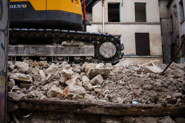 This photograph taken on November 6, 2025, shows the construction site at 48, Rue de la République in Saint-Denis, North of Paris, the building where the RAID raid took place after the attacks of November 13, 2015. (Photo by Dimitar DILKOFF / AFP)