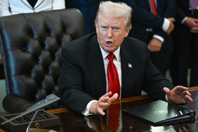 US President Donald Trump speaks during an event about weight-loss drugs in the Oval Office of the White House in Washington, DC on November 6, 2025. President Trump announced deals Thursday with pharmaceutical giants Eli Lilly and Novo Nordisk to lower the prices of some popular weight-loss drugs. Both companies "have agreed to offer their most popular GLP-1 weight-loss drug," Trump said, "at drastic discounts." (Photo by ANDREW CABALLERO-REYNOLDS / AFP)