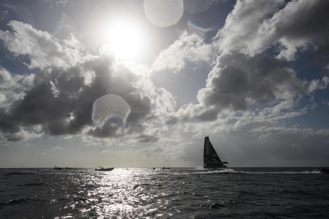TOPSHOT - "Viabilis Oceans" Ocean Fifty multihull French skippers Baptiste Hulin and Thomas Rouxel sail to win the Ocean Fifty class 17th edition of the Transat Cafe L'Or, off the shores of Fort-de-France, in the French overseas island of Martinique on November 6, 2025. Four open classes take part in the race: IMOCA, Ocean Fifty, ULTIM and Class40. The Transat Cafe L'Or is a duo sailing race from Le Havre to Fort-de-France, in the French Caribbean island of Martinique. (Photo by Loic VENANCE / AFP)