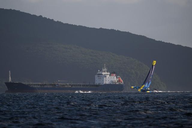 "Wewise" Ocean Fifty multihull French skippers Pierre Quiroga and Gaston Morvan sail to place second in the Ocean Fifty class 17th edition of the Transat Cafe L'Or, off the shores of Fort-de-France, in the French overseas island of Martinique on November 6, 2025. Four open classes take part in the race: IMOCA, Ocean Fifty, ULTIM and Class40. The Transat Cafe L'Or is a duo sailing race from Le Havre to Fort-de-France, in the French Caribbean island of Martinique. (Photo by Loic VENANCE / AFP)