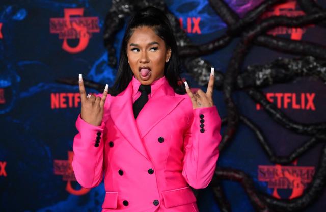 US gymnast Jordan Chiles attends the world premiere of Netflix's "Stranger Things", Season 5, at the TCL Chinese theatre in Los Angeles on November 6, 2025. (Photo by Frederic J. BROWN / AFP)