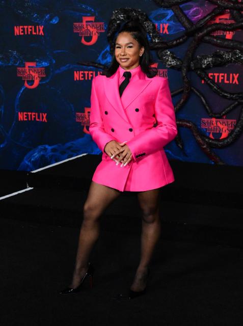 US gymnast Jordan Chiles attends the world premiere of Netflix's "Stranger Things", Season 5, at the TCL Chinese theatre in Los Angeles on November 6, 2025. (Photo by Frederic J. BROWN / AFP)