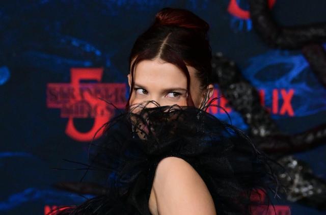 British actress Millie Bobby Brown attends the world premiere of Netflix's "Stranger Things", Season 5, at the TCL Chinese theatre in Los Angeles on November 6, 2025. (Photo by Frederic J. BROWN / AFP)