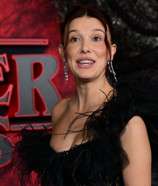 British actress Millie Bobby Brown attends the world premiere of Netflix's "Stranger Things", Season 5, at the TCL Chinese theatre in Los Angeles on November 6, 2025. (Photo by Frederic J. BROWN / AFP)