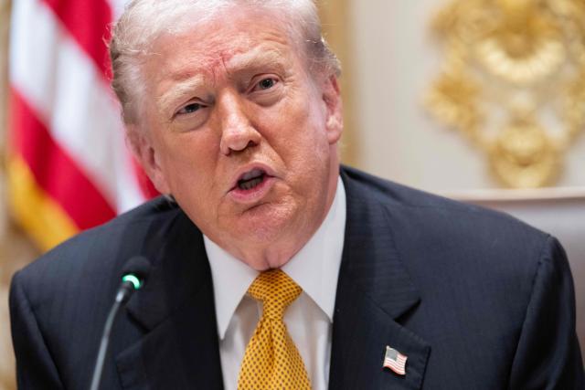 US President Donald Trump speaks during a meeting with Hungarian Prime Minister Viktor Orban in the Cabinet Room of the White House in Washington, DC on November 7, 2025. (Photo by SAUL LOEB / AFP)