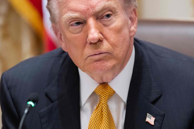 US President Donald Trump attends a meeting with Hungarian Prime Minister Viktor Orban in the Cabinet Room of the White House in Washington, DC on November 7, 2025. (Photo by SAUL LOEB / AFP)