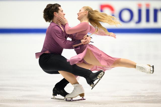 Canada's Alicia Fabbri and Paul Ayer compete in the Ice Dance - Free Dance during the NHK Trophy in Kadoma City, Osaka Prefecture on November 8, 2025. (Photo by Philip FONG / AFP)