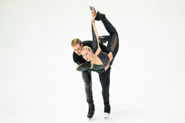 Czech's Natalie Taschlerova abd Filip Taschler compete in the Ice Dance - Free Dance during the NHK Trophy in Kadoma City, Osaka Prefecture on November 8, 2025. (Photo by Philip FONG / AFP)