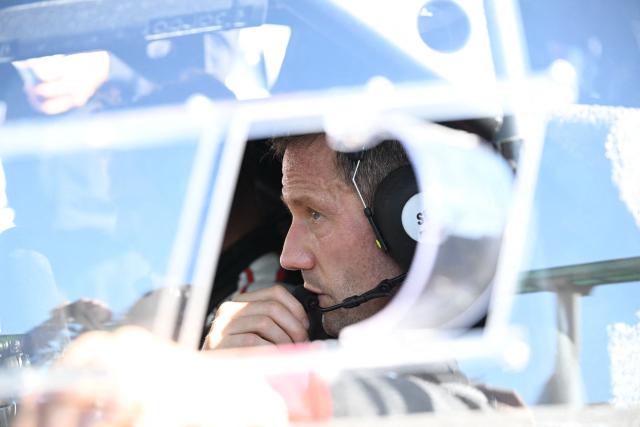 Sebastien Ogier of France arrives at the Enakyo park for Regroup during the Rally Japan, the 13th round of the FIA World Rally Championships in Nakatsugawa city, Gifu prefecture on November 8, 2025. (Photo by Toshifumi KITAMURA / AFP)