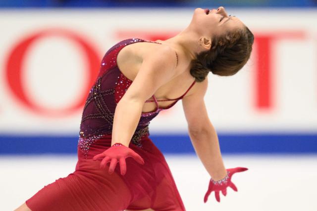 Kazakhstan's Sofia Samodelkina competes in the women's free skating during the NHK Trophy figure skating competition in Kadoma City, Osaka Prefecture on November 8, 2025. (Photo by Philip FONG / AFP)