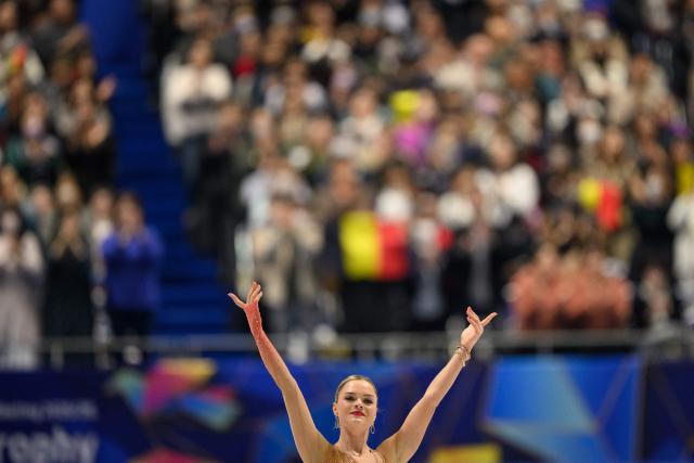 Belgium's Loena Hendrickx competes in the women's free skating during the NHK Trophy figure skating competition in Kadoma City, Osaka Prefecture on November 8, 2025. (Photo by Philip FONG / AFP)