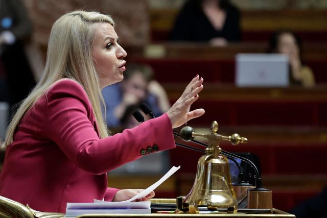 Rassemblement National's MP Helene Laporte speaks during a session to examine France's 2026 social security budget bill (PLFSS) at the Assemblee Nationale, France's Parliament lower house in Paris on November 8, 2025. On November 7, 2025, the government called on MPs to vote "this weekend" the social security financing bill (PLFSS), so that it can move on to the expenditure section, which includes the suspension of the pension reform. (Photo by STEPHANE DE SAKUTIN / AFP)