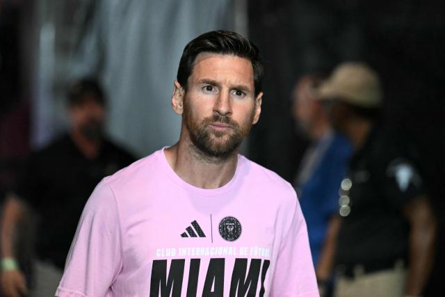 Inter's Argentine forward Lionel Messi arrive for the Major League Soccer (MLS) playoff football match between Inter Miami and Nashville SC at Chase Stadium in Fort Lauderdale, Florida on November 8, 2025. (Photo by Chandan Khanna / AFP)