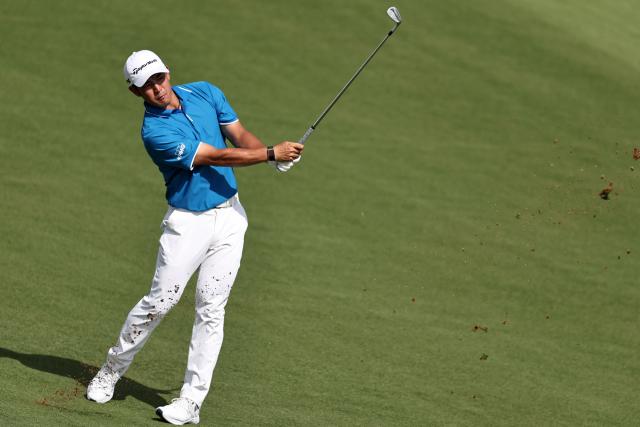 Japan's Keita Nakajima plays a shot on the 7th hole during the European Tour of Abu Dhabi Championship 2025 golf tournament in Abu Dhabi on November 9, 2025. (Photo by Fadel SENNA / AFP)