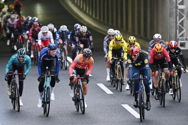 Riders compete in the Tour de France Saitama Criterium cycling race in Saitama on November 9, 2025. (Photo by GREG BAKER / AFP)