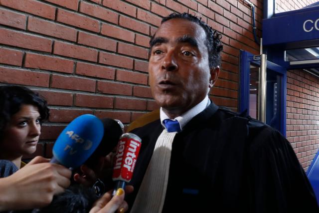 (FILES) French lawyer Alex Ursulet speaks to journalists at the court of Bobigny, northern Paris on May 27, 2016 as the trial of 15 French CGT union's members judged for the episode of the "torn shirt" was referred to September, in full showdown initiated by the union with the government on labor law. The trial of French lawyer Alex Ursulet for aggravated rape opens at the Paris courthouse in Paris, on November 10, 2025. (Photo by FRANCOIS GUILLOT / AFP)