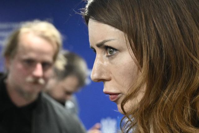 Ukraine's Minister of Energy Svitlana Grynchuk looks on during a press conference at the Ministry of Energy of Ukraine in Kyiv on November 10, 2025, amid the Russian invasion of Ukraine. Ukraine's anti-corruption agency said on November 10, 2025 it was conducting large-scale raids targeting the country's energy sector - an operation that comes after months of infighting over Kyiv's anti-graft efforts. (Photo by Genya SAVILOV / AFP)