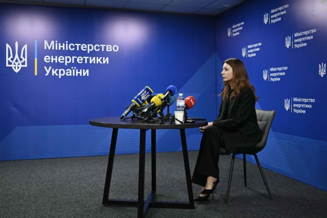 Ukraine's Minister of Energy Svitlana Grynchuk speaks during a press conference at the Ministry of Energy of Ukraine in Kyiv on November 10, 2025, amid the Russian invasion of Ukraine. Ukraine's anti-corruption agency said on November 10, 2025 it was conducting large-scale raids targeting the country's energy sector - an operation that comes after months of infighting over Kyiv's anti-graft efforts. (Photo by Genya SAVILOV / AFP)