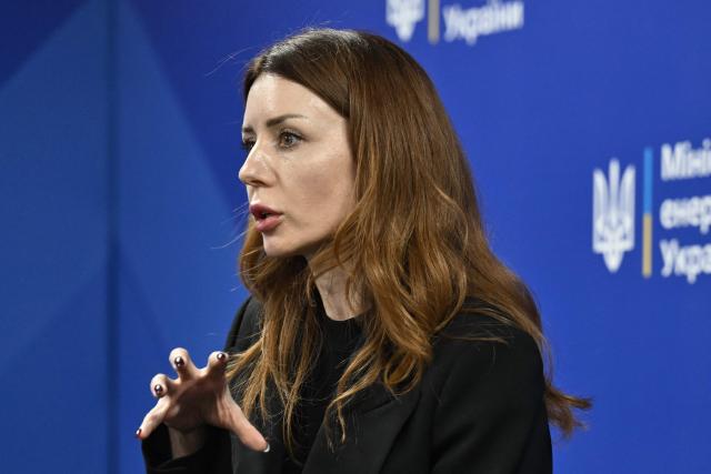 Ukraine's Minister of Energy Svitlana Grynchuk speaks during a press conference at the Ministry of Energy of Ukraine in Kyiv on November 10, 2025, amid the Russian invasion of Ukraine. Ukraine's anti-corruption agency said on November 10, 2025 it was conducting large-scale raids targeting the country's energy sector - an operation that comes after months of infighting over Kyiv's anti-graft efforts. (Photo by Genya SAVILOV / AFP)