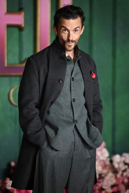 British actor Jonathan Bailey poses on the red carpet upon arrival for the European premiere of the film "Wicked: For Good" in central London on November 10, 2025. (Photo by HENRY NICHOLLS / AFP)