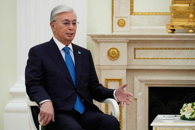 Kazakh President Kassym-Jomart Tokayev attends a meeting with Russian President at the Senate Palace of the Kremlin in Moscow on November 11, 2025. (Photo by Alexander Zemlianichenko / POOL / AFP)