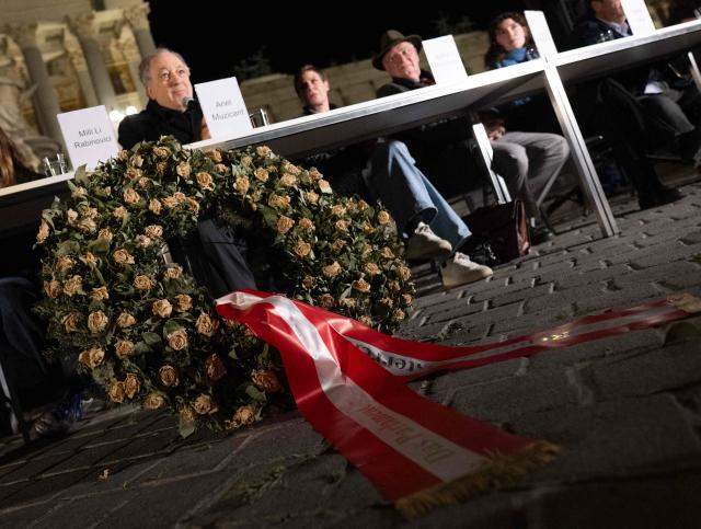 Ariel Muzicant (L), Vice President of World Jewish Congress (WJC) speaks during a protest organised by the Jewish Austrian Students' Union sit in front of the Austrian parliament in Vienna on November 11, 2025, against an event taking place in parliament named after Franz Dinghofer, an Austrian vice chancellor in the 1920s. Historians have called on Austria's first far-right parliamentary speaker to call off the planned event that "honours a declared antisemite".
Parliament elected Freedom Party (FPOe) lawmaker Walter Rosenkranz as speaker after his far-right party topped national polls last year for the first time ever, though the FPOe failed to form a government.
The country's main Jewish organisation has ruled out participating in events with Rosenkranz, who faces widespread criticism for being a member of a far-right student fraternity known for its strident pan-German nationalism. (Photo by Joe Klamar / AFP)