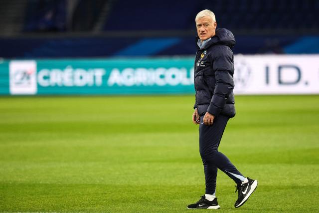 France's head coach Didier Deschamps reacts as he leads a training session at the Parc des Princes stadium, in Paris, on November 12, 2025 on the eve of the FIFA World Cup 2026 Group D European qualification football match against Ukraine. (Photo by FRANCK FIFE / AFP)