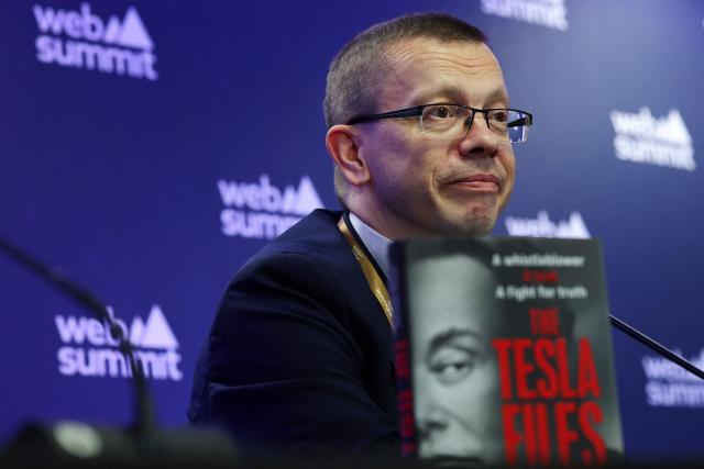 Head of Investigative Research at Handelsblatt, German journalist Sonke Iwersen, holds a press conference at the Web Summit at Parque das Nacoes in Lisbon, on November 12, 2025. Web summit runs from November 10 to 14. (Photo by PATRICIA DE MELO MOREIRA / AFP)