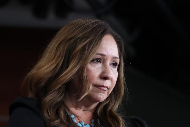 US Representative Adelita Grijalva, Democrat of Arizona, attends a press conference at the US Capitol in Washington, DC, on November 12, 2025. After weeks of delay, congresswoman Adelita Grijalva, who won a special election to fill the seat vacated after her father Raul Grijalva died, was sworn in to the House of Representatives, where she is expected to force a vote on the release of convicted sex offender Jeffrey Epstein's files. (Photo by Alex WROBLEWSKI / AFP)