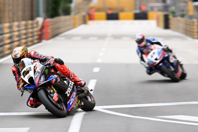 Zeeco BMW Motorrad's British rider Peter Hickman rides during the MotoGP first practice session of the 57th Macau Motorcycle Grand Prix at the Guia Circuit in Macau on November 13, 2025. (Photo by Peter PARKS / AFP)