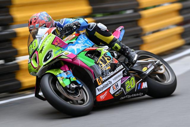 Team Racing for Inclusion by RVS' Australian rider David Johnson rides during the 57th Macau Motorcycle Grand Prix at the 72nd Macau Grand Prix on November 13, 2025. (Photo by Peter PARKS / AFP)