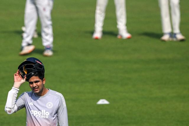 India’s captain Shubman Gill attends a practice session on the eve of their first Test cricket match against South Africa, at the Eden Gardens in Kolkata on November 13, 2025. (Photo by DIBYANGSHU SARKAR / AFP)