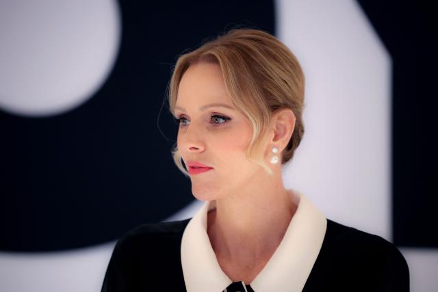 Princess Charlene of Monaco visits the Joya International Jewelry Fair in the Principality of Monaco on November 13, 2025. (Photo by Valery HACHE / AFP) / NO TABLOIDS WEB & PRINT, NO DAILY MAIL, NO DAILY MAIL GROUP (DMGT), NO VOICI, NO CLOSER