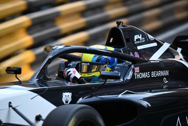 British Formula 4 driver Thomas Bearman drives during the qualifying session of the 72nd Macau Grand Prix in Macau on November 14, 2025. (Photo by Peter PARKS / AFP)