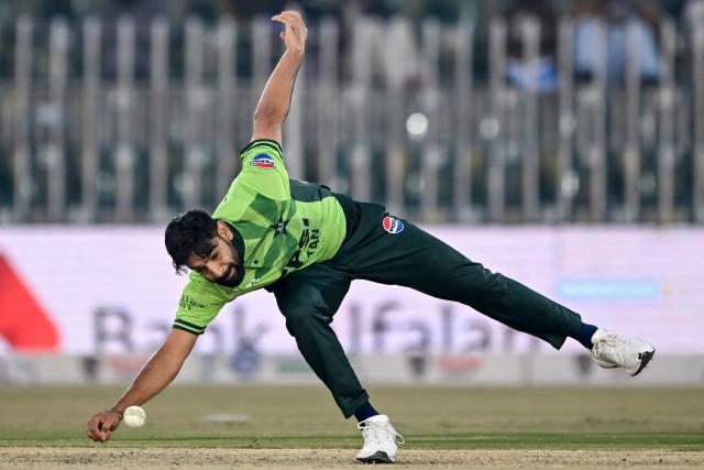 Pakistan's Haris Rauf tries to field the ball during the second one-day international (ODI) cricket match between Pakistan and Sri Lanka at the Rawalpindi Cricket Stadium in Rawalpindi on November 14, 2025. (Photo by Farooq NAEEM / AFP)