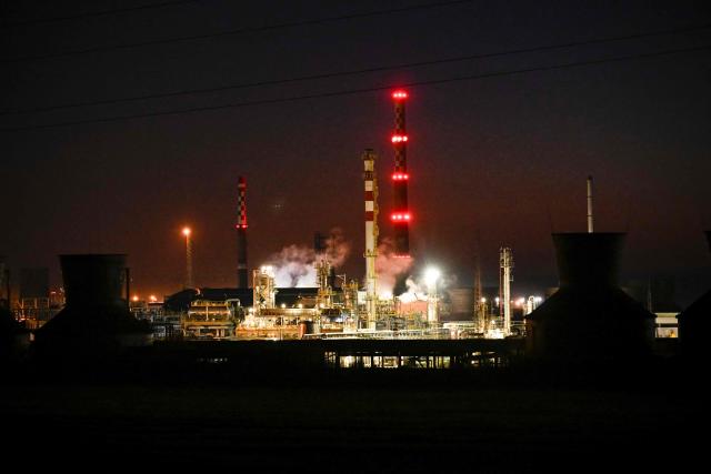 A photograph taken on November 14, 2025, shows the Russia-owned Lukoil Neftohim refinery near the city of Burgas, on the Black sea coast. Bulgaria on November 14, 20205 nominated a senior government official to take control of a major Lukoil refinery in the east of the country following US sanctions against the Russian oil giant. Lukoil has owned the Neftochim plant -- the largest oil refinery in the Balkans -- in the Black Sea city of Burgas since 1999 (Photo by Nikolay DOYCHINOV / AFP)
